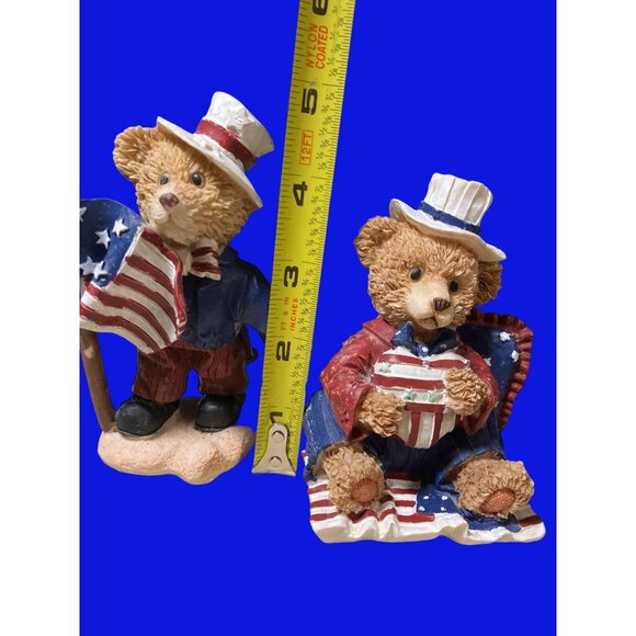 Patriotic 4th of July Uncle Sam Bear Resin Figurines American Flag - Picture 12 of 12